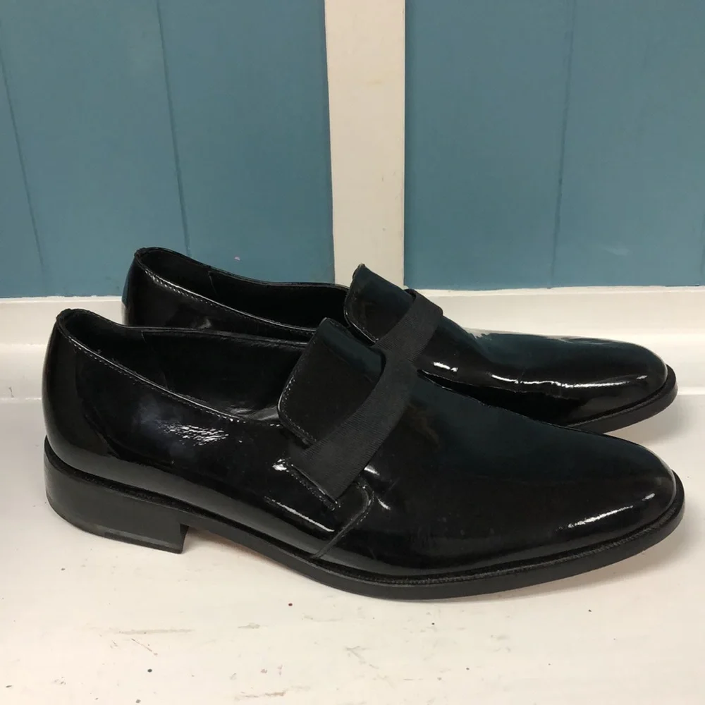 Vtg Nordstrom BrassBoot patent black leather men’s shoes size 9.5 formal wedding